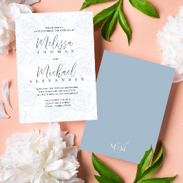 Elegante klassieke kalligrafie bloemenstof blauw kaart