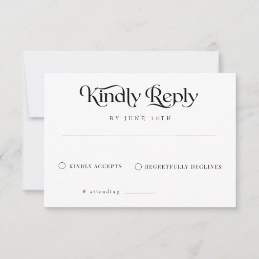 Elegante klassieke kalligrafie bruiloft RSVP kaartje (Voorkant)