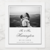 Elegante klassieke kalligrafie bruiloft wijn etiket (Enkel label)