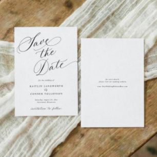 Elegante Klassieke Kalligrafie Formele Trouwdag Save The Date