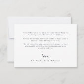 Elegante klassieke kalligrafie foto bruiloft dank bedankkaart (Achterkant)