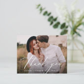 Elegante klassieke kalligrafie foto dank u postca briefkaart (Staand voorkant)