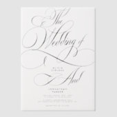 Elegante klassieke kalligrafie script bruiloft ove vellum uitnodigingen (Voorkant)