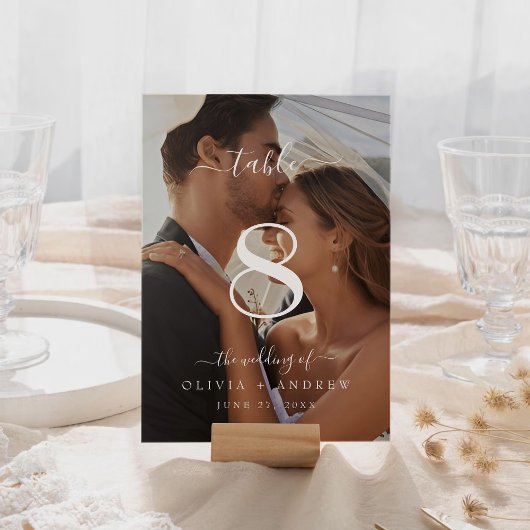 Elegante klassieke kalligrafie trouwfoto kaart