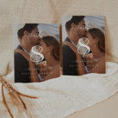 Elegante klassieke kalligrafie trouwfoto kaart