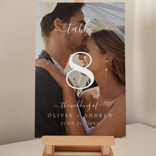 Elegante klassieke kalligrafie trouwfoto kaart