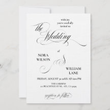Elegante klassieke kalligrafie trouwuitnodiging