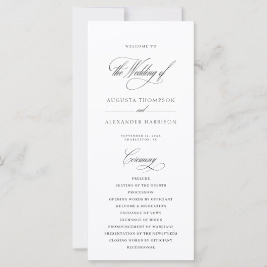 Elegante klassieke kalligrafie wit bruiloft progra (Voorkant)