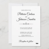 Elegante klassieke kalligrafie zwart wit bruiloft kaart (Voorkant)