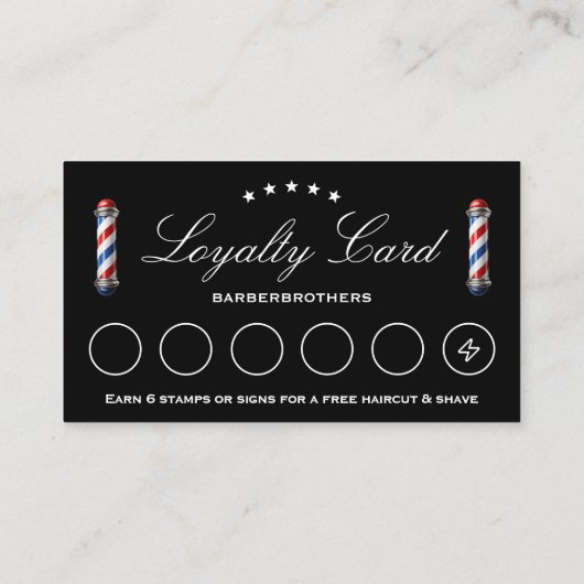 Elegante klassieke kapper paal zwart loyaliteit visitekaartje (Achterkant)
