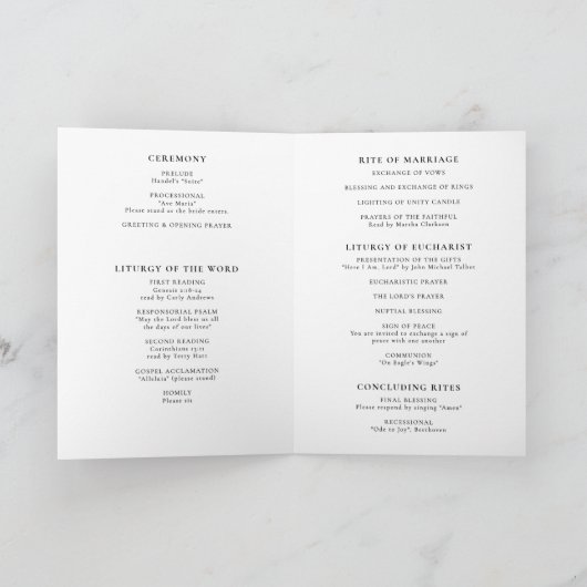 Elegante klassieke katholieke bruiloft programma (Binnen)