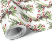 Elegante klassieke kerst groen en holly berry cadeaupapier (Rol Hoek)
