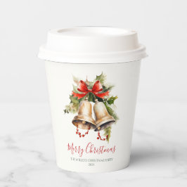 Elegante Klassieke Kerst Papieren Bekers - Rood &