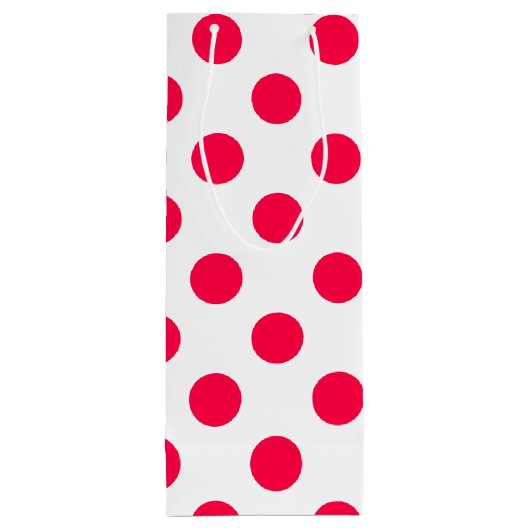 Elegante klassieke kerst rood wit polka stippen wijn cadeautas (Achterkant)