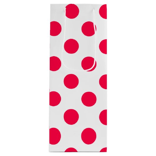 Elegante klassieke kerst rood wit polka stippen wijn cadeautas (Voorkant)