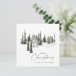 Elegante klassieke kerst winter bos corporate feestdagenkaart