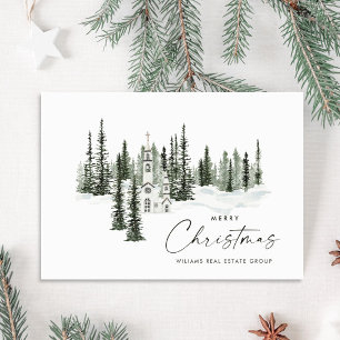 Elegante klassieke kerst winter bos corporate feestdagenkaart
