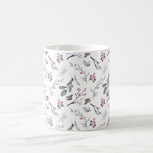 Elegante klassieke kerstbladeren en bessen koffiemok (Center)