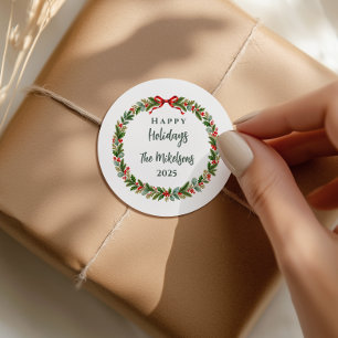 Elegante Klassieke Kerstgroen Ronde Sticker