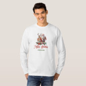 Elegante klassieke Kerstman met rendieren T-shirt (Voorkant volledig)