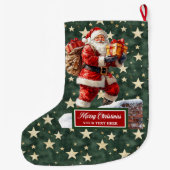 Elegante klassieke kerstman met uw aangepaste naam grote kerstsok (Achterkant)