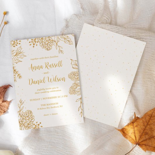 Elegante klassieke kersttrouw uitnodiging