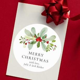 Elegante klassieke kersttypografie ronde Sticker
