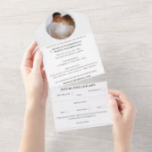 Elegante Klassieke Kleur 1 Foto Monogram Huwelijk All In One Uitnodiging (Afscheurbaar)