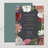 Elegante klassieke landelijke roos bloemige bruilo save the date (Voorkant / Achterkant)