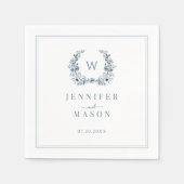 Elegante klassieke lichtblauwe boho monogram bruil servet (Voorkant)