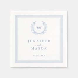 Elegante klassieke lichtblauwe boho monogram bruil servet