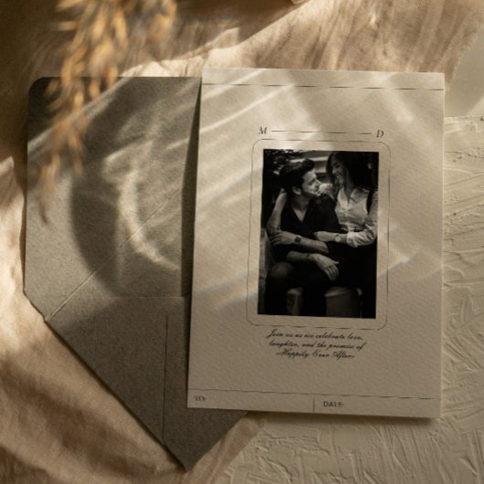 Elegante Klassieke Luxe Lichtgrijze Monogram Bruil Kaart