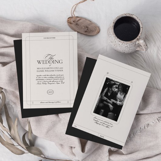 Elegante Klassieke Luxe Lichtgrijze Monogram Bruil Kaart