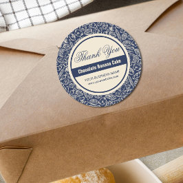 Elegante klassieke marine blauw gebakken met liefd ronde sticker