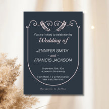 Elegante klassieke marine en blozen bruiloft