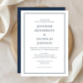 Elegante klassieke marineblauwe bruiloft kaart