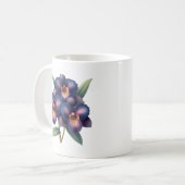 Elegante klassieke marineblauwe en paarse orchidee koffiemok (Voorkant links)