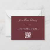Elegante klassieke Maroon bruiloft QR CODE RSVP Notitiekaartje (Achterkant)