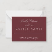 Elegante klassieke Maroon bruiloft QR CODE RSVP Notitiekaartje (Voorkant)