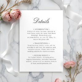 Elegante klassieke minimalistische eenvoudige witt informatiekaartje