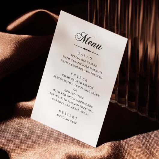 Elegante klassieke minimalistische kalligrafie bru menu