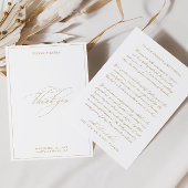 Elegante klassieke minimalistische witte bruiloft bedankkaart