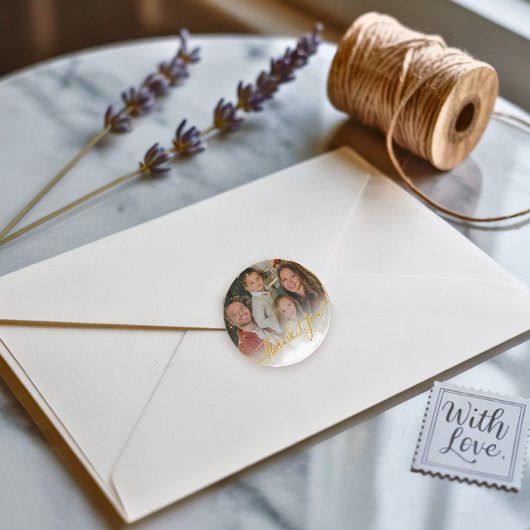 Elegante klassieke moderne aangepaste foto wit en  ronde sticker