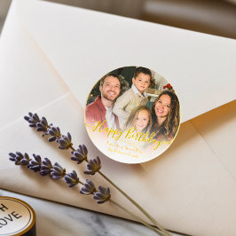 Elegante klassieke moderne aangepaste foto wit en ronde sticker