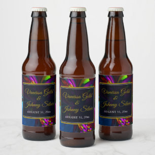 Elegante Klassieke Moderne Bloem Motief #902 Trouw Bier Etiket
