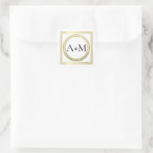 Elegante klassieke moderne bruiloft monogram vierkante sticker (Tas)