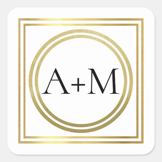Elegante klassieke moderne bruiloft monogram vierkante sticker (Voorkant)