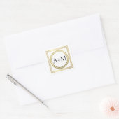 Elegante klassieke moderne bruiloft monogram vierkante sticker (Envelop)