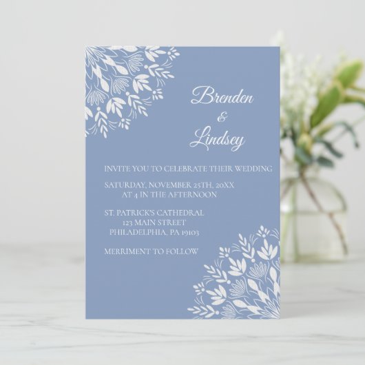 Elegante klassieke moderne stoffige blauw-witte bl kaart (Staand voorkant)