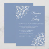 Elegante klassieke moderne stoffige blauw-witte bl kaart (Voorkant / Achterkant)